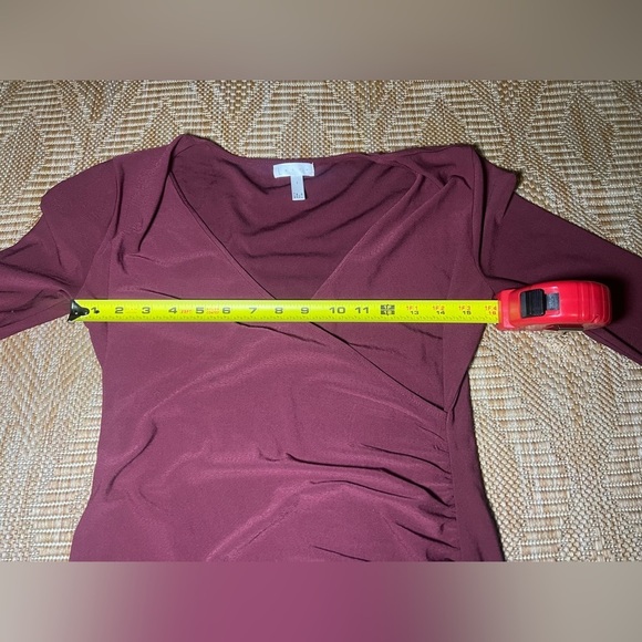 Leith Women's Maroon Red Ruched Long Sleeve Dress,V Neck,Size S, Great Condition - Picture 6 of 10